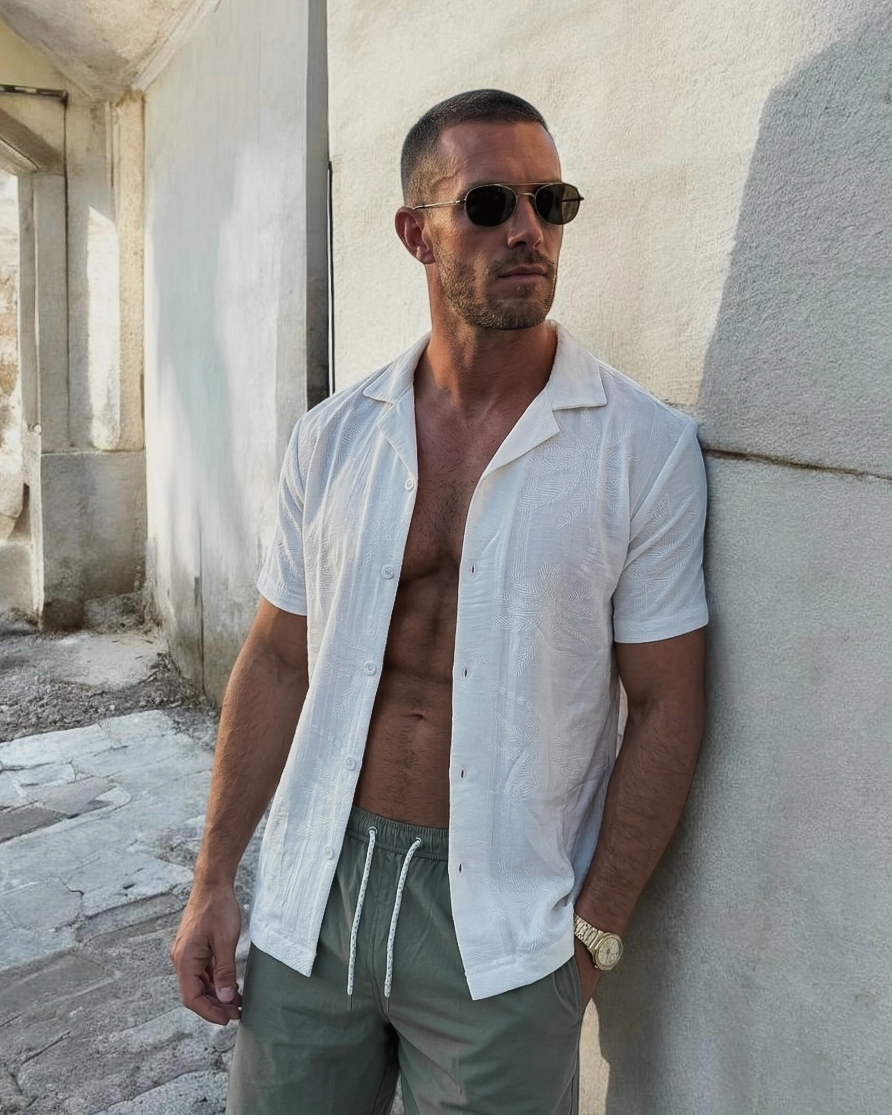 Camisa con relieve marfil